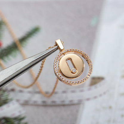 [⭐Lioran]Demo MOVE PM NECKLACE PINK GOLD DIAMOND