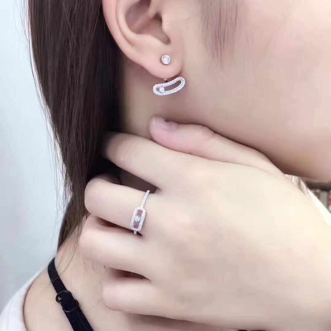 [⭐Lioran]MOVE UNO SILVER DIAMOND EARRINGS