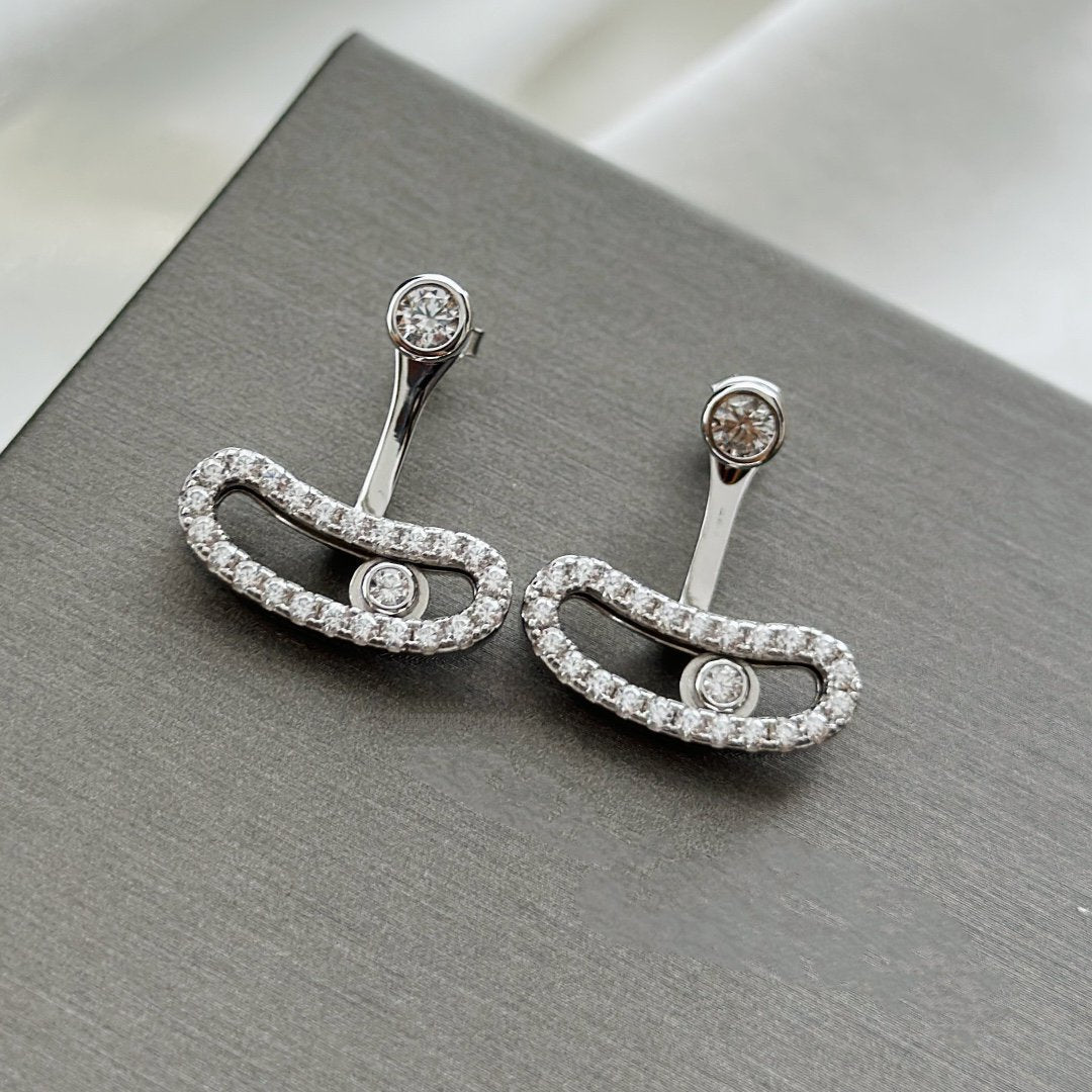 [⭐Lioran]MOVE UNO SILVER DIAMOND EARRINGS