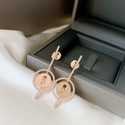 [⭐Lioran]Demo MOVE ARROW PINK GOLD DIAMOND EARRINGS