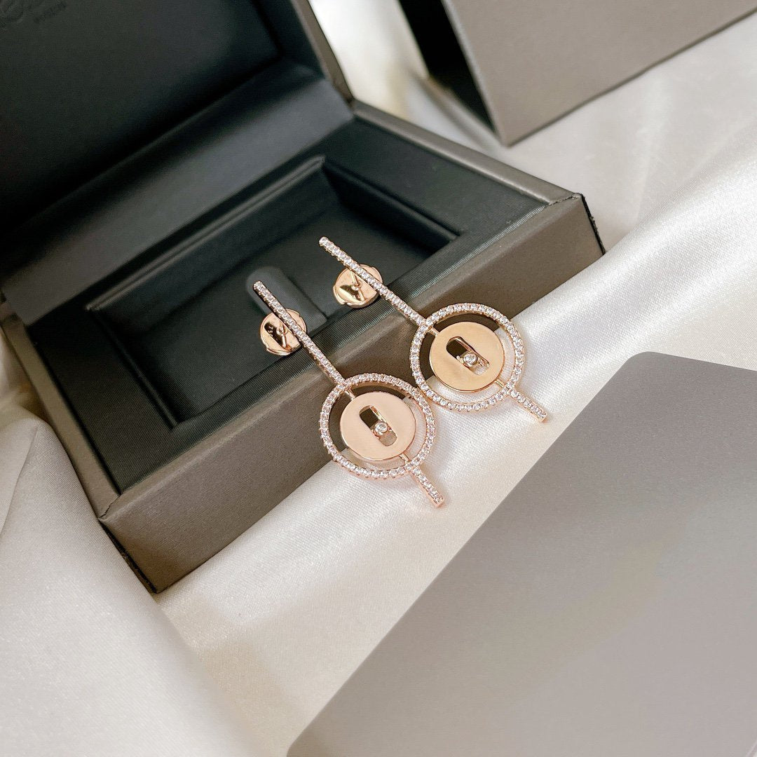 [⭐Lioran]Demo MOVE ARROW PINK GOLD DIAMOND EARRINGS