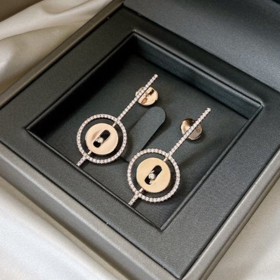 [⭐Lioran]Demo MOVE ARROW PINK GOLD DIAMOND EARRINGS