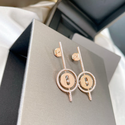[⭐Lioran]Demo MOVE ARROW PINK GOLD DIAMOND EARRINGS