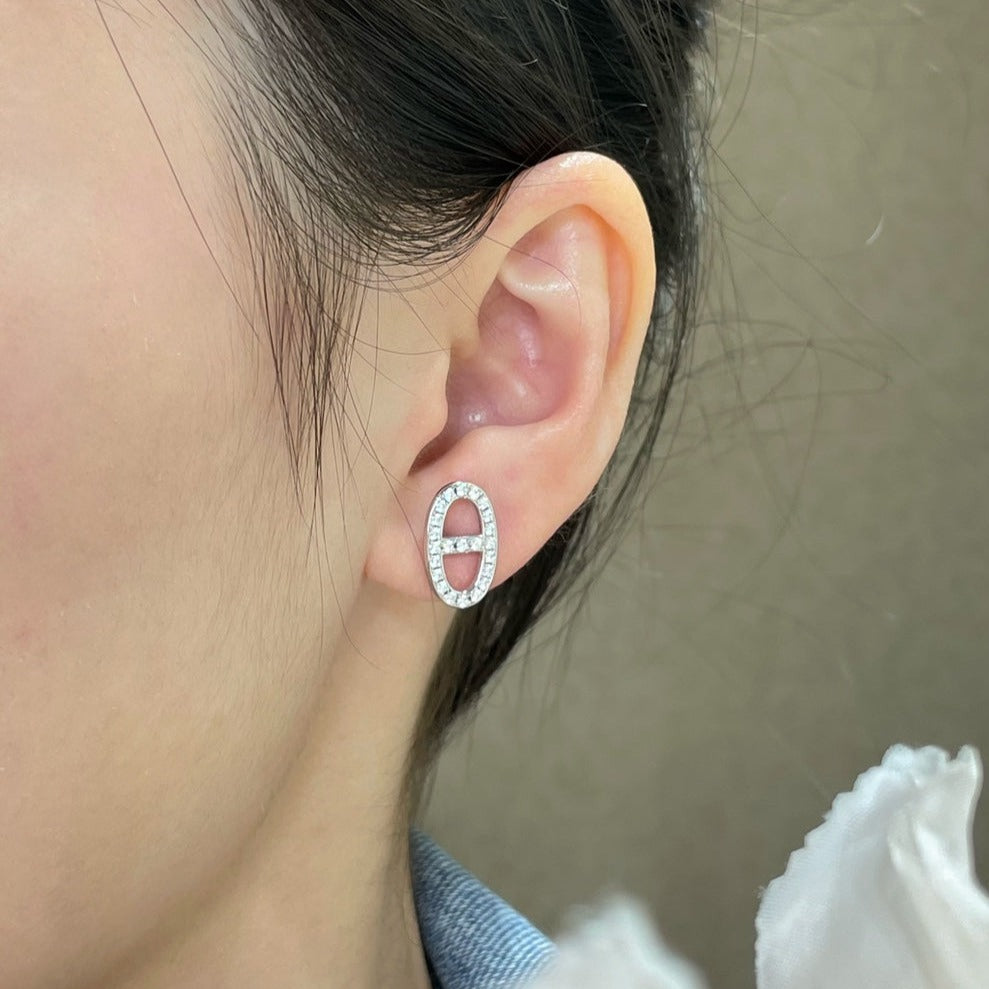 [⭐Lioran]HM FULL DIAMOND PIG NOSE STUD EARRINGS