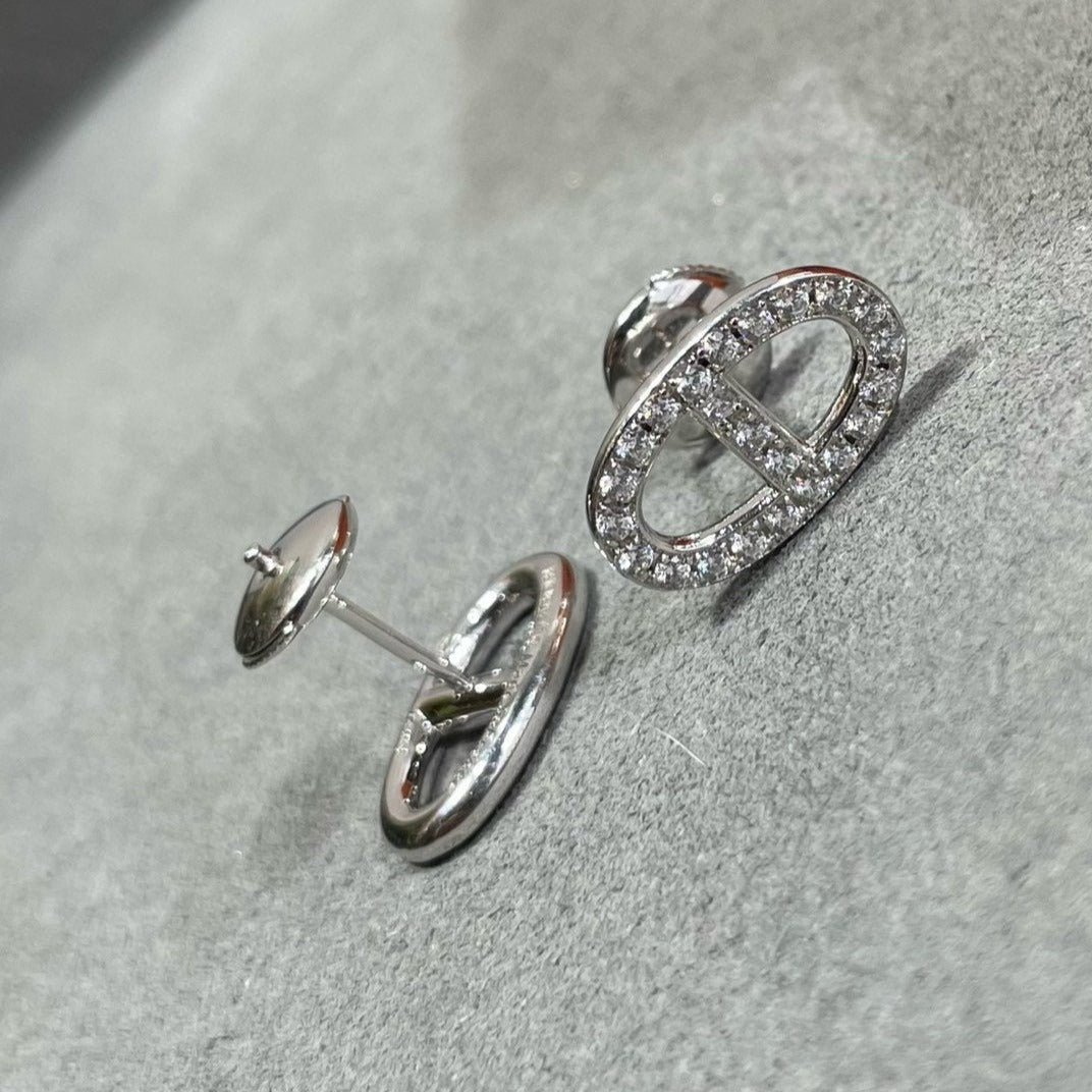 [⭐Lioran]HM FULL DIAMOND PIG NOSE STUD EARRINGS