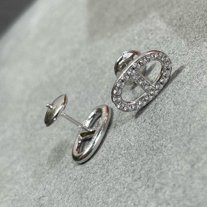[⭐Lioran]HM FULL DIAMOND PIG NOSE STUD EARRINGS