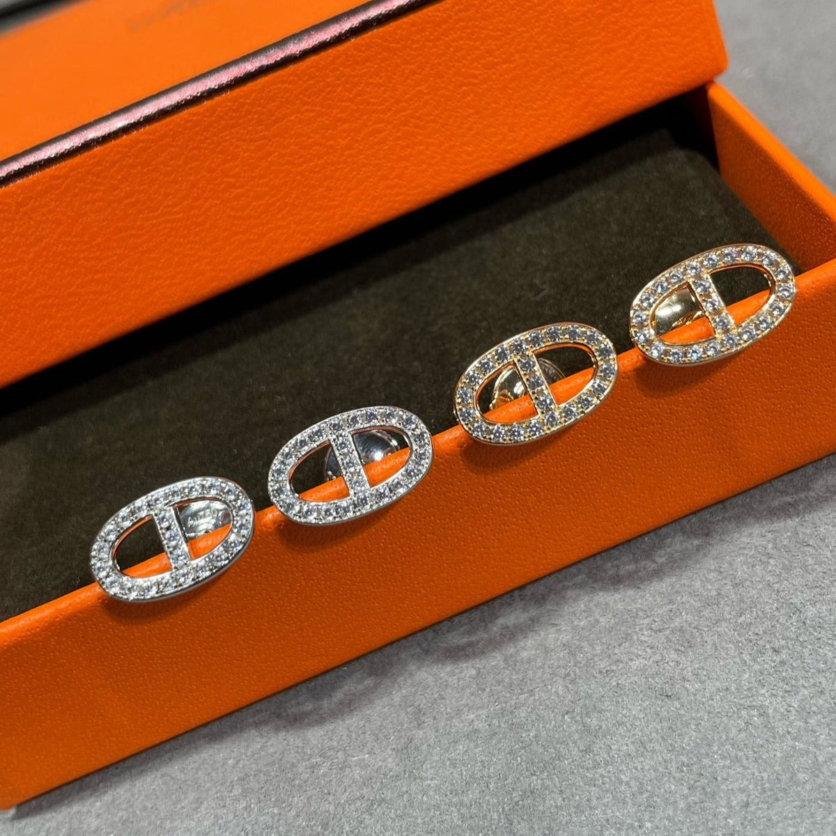 [⭐Lioran]HM FULL DIAMOND PIG NOSE STUD EARRINGS