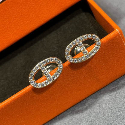 [⭐Lioran]HM FULL DIAMOND PIG NOSE STUD EARRINGS