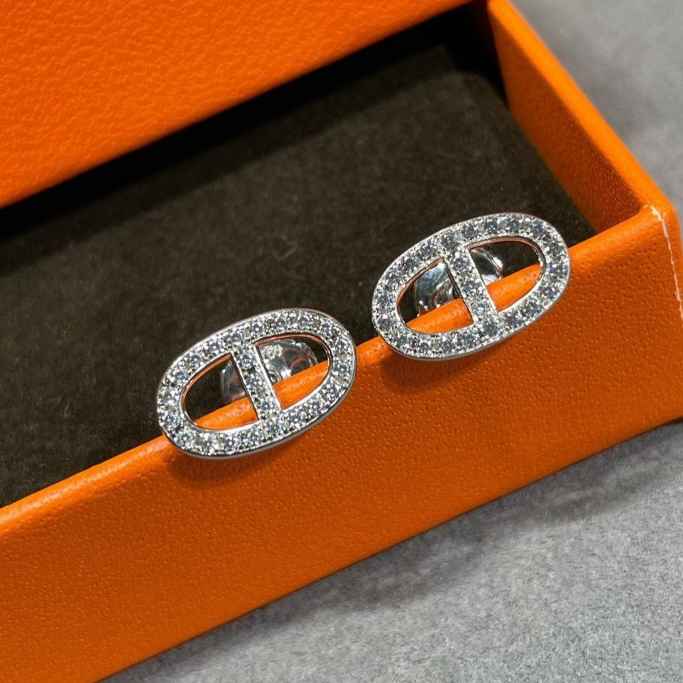 [⭐Lioran]HM FULL DIAMOND PIG NOSE STUD EARRINGS