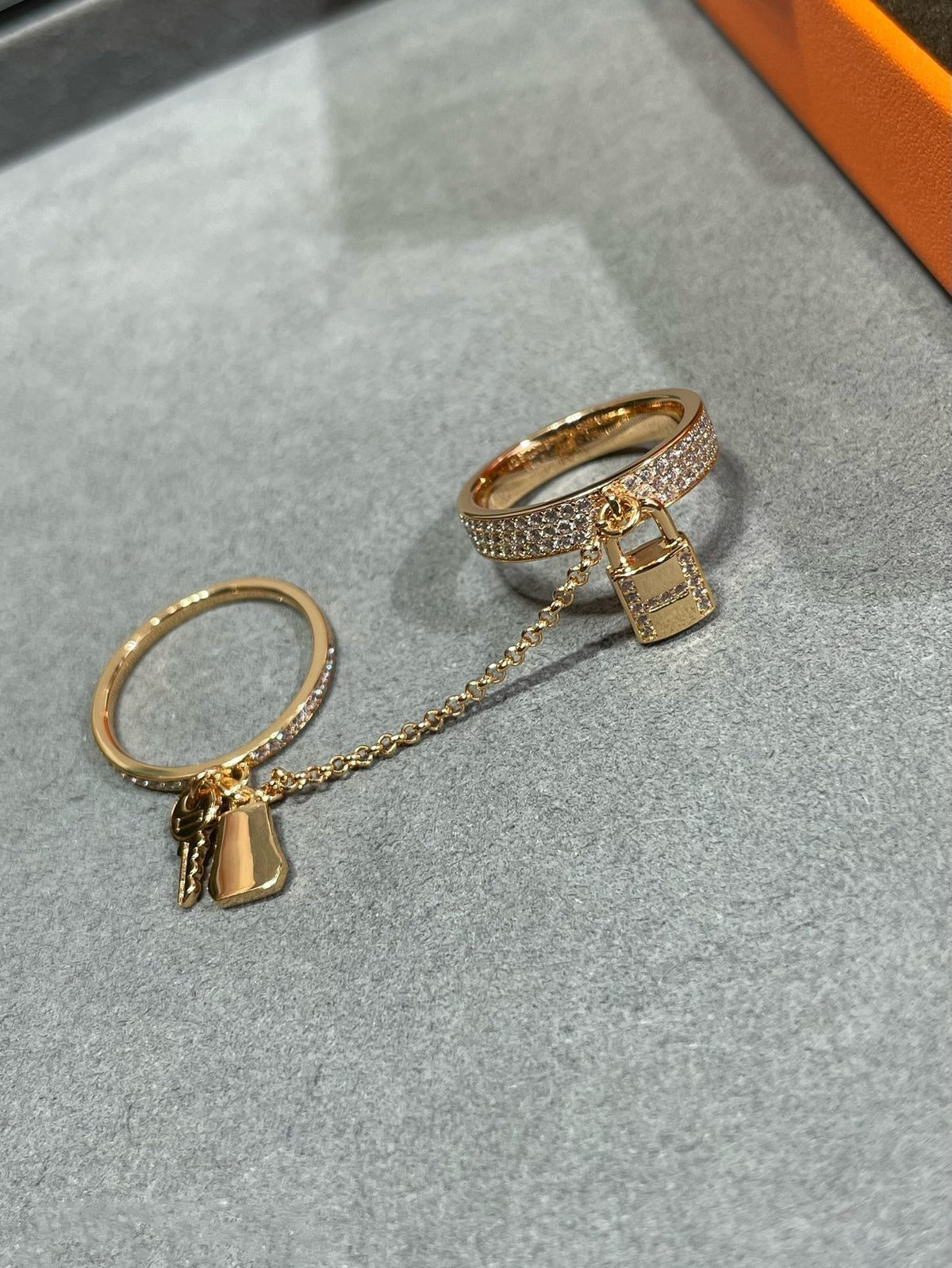 [⭐Lioran]HM KELLY CLOCHETTE DOUBLE RING IN  WITH DIAMONDS