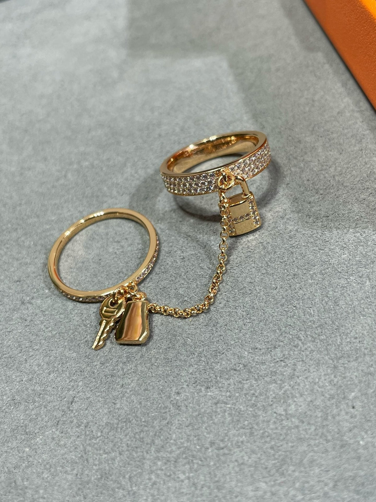[⭐Lioran]HM KELLY CLOCHETTE DOUBLE RING IN  WITH DIAMONDS