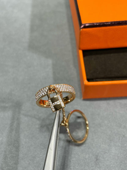 [⭐Lioran]HM KELLY CLOCHETTE DOUBLE RING IN  WITH DIAMONDS