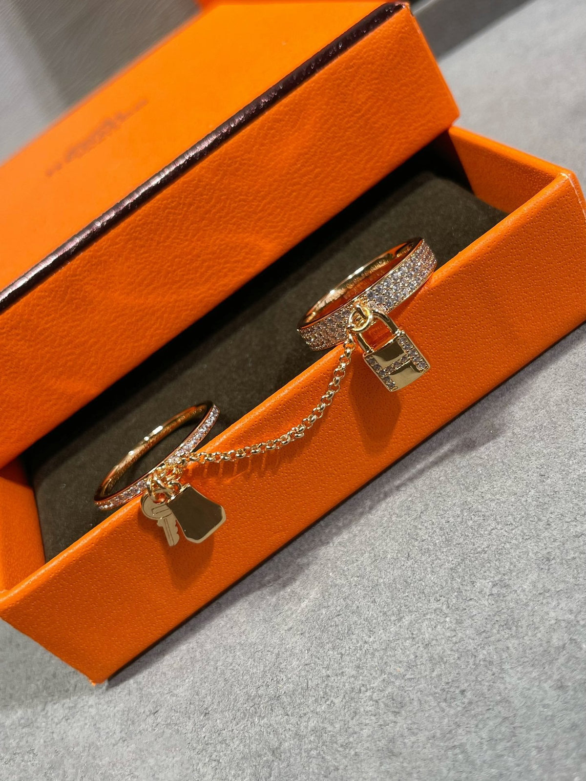 [⭐Lioran]HM KELLY CLOCHETTE DOUBLE RING IN  WITH DIAMONDS