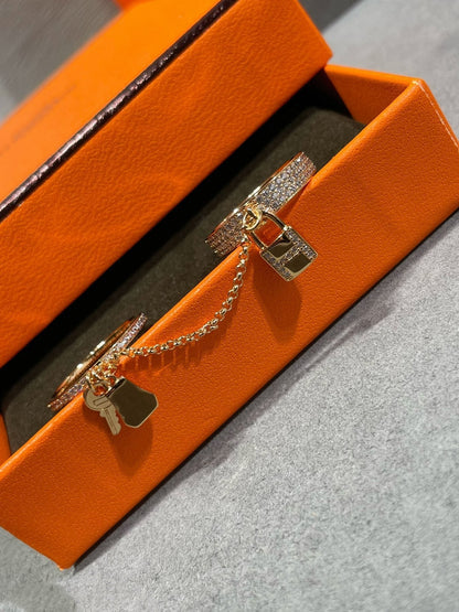 [⭐Lioran]HM KELLY CLOCHETTE DOUBLE RING IN  WITH DIAMONDS