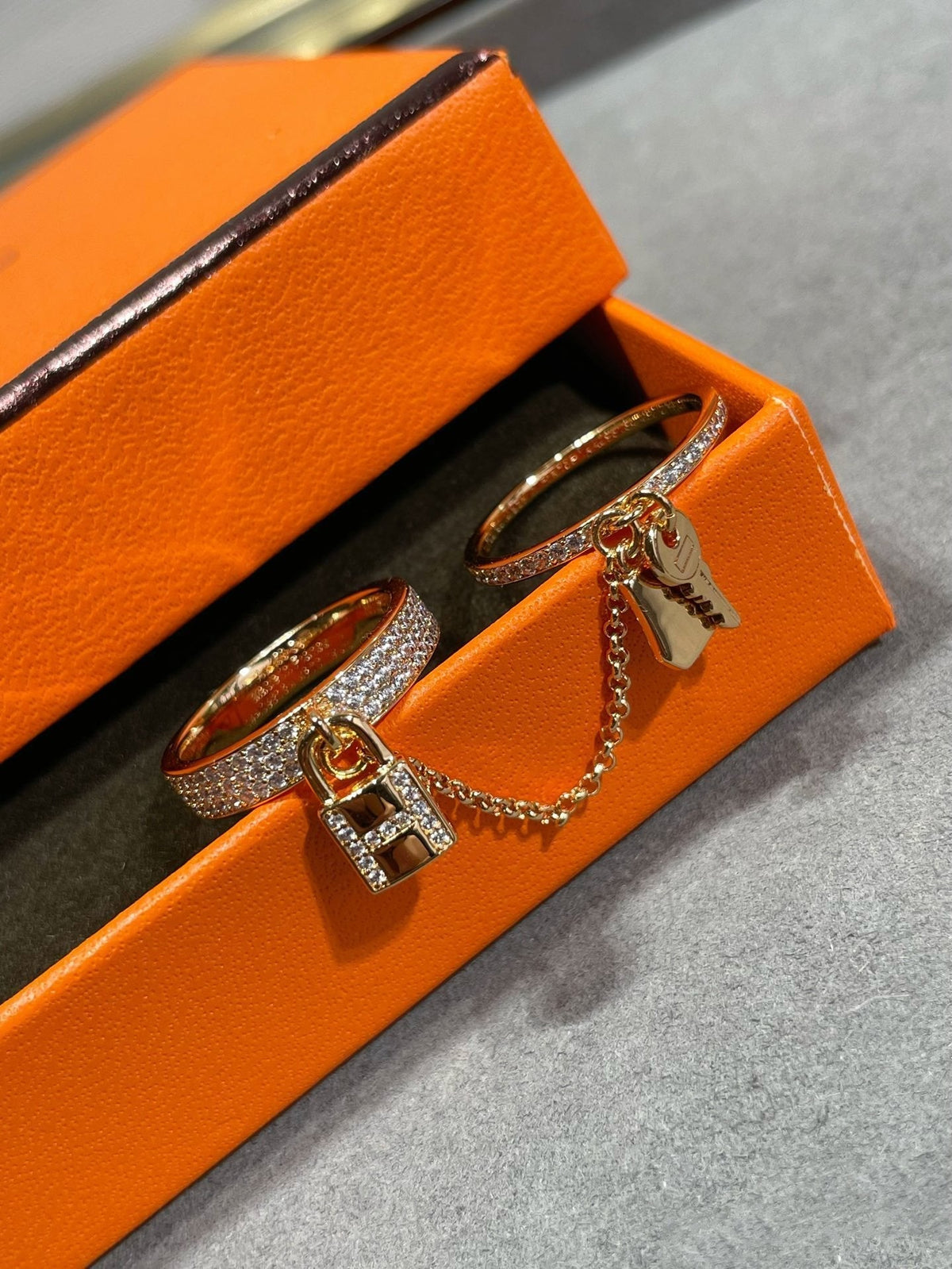 [⭐Lioran]HM KELLY CLOCHETTE DOUBLE RING IN  WITH DIAMONDS