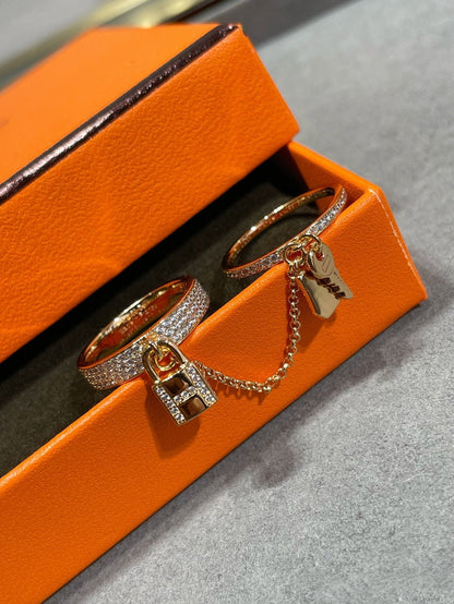 [⭐Lioran]HM KELLY CLOCHETTE DOUBLE RING IN  WITH DIAMONDS