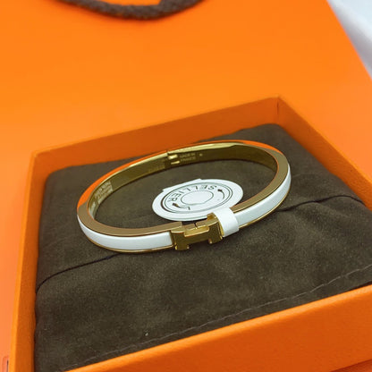 [⭐Lioran]CLASSIC HM CLIC WHITE 8MM ENAMEL BRACELET