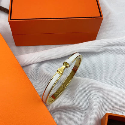 [⭐Lioran]CLASSIC HM CLIC WHITE 8MM ENAMEL BRACELET