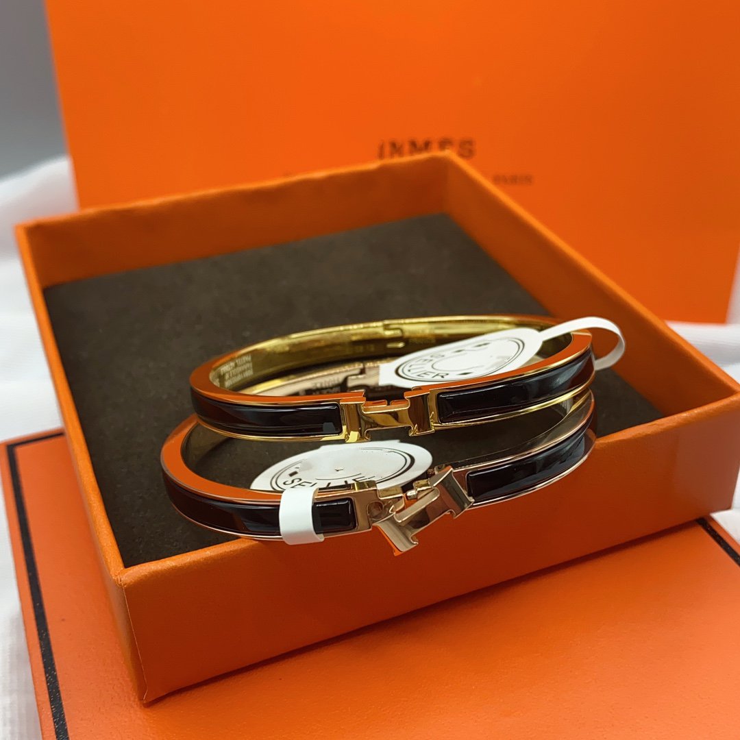 [⭐Lioran]CLASSIC HM CLIC BLACK 8MM ENAMEL BRACELET