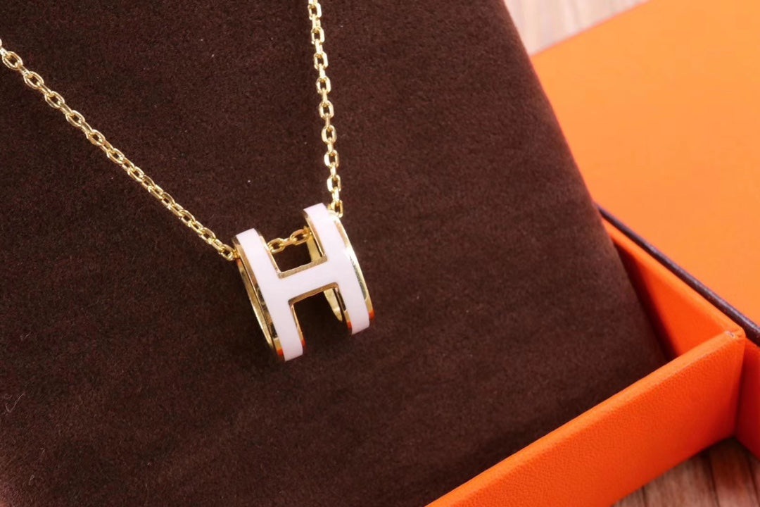 [⭐Lioran]HM CLIC YELLOW ENAMEL GOLD NECKLACE