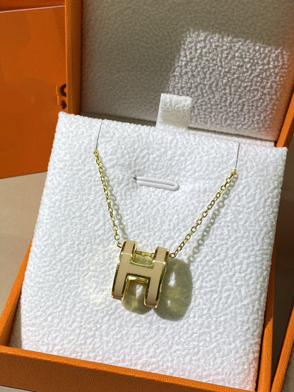 [⭐Lioran]HM CLIC YELLOW ENAMEL GOLD NECKLACE