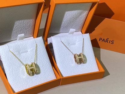 [⭐Lioran]HM CLIC YELLOW ENAMEL GOLD NECKLACE