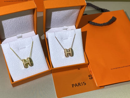 [⭐Lioran]HM CLIC YELLOW ENAMEL GOLD NECKLACE