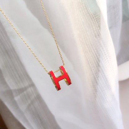 [⭐Lioran]HM CLIC RED ENAMEL GOLD NECKLACE