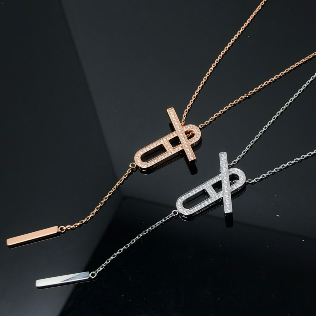 [⭐Lioran]HM NECKLACE PLATINUM ROSE GOLD DIAMOND
