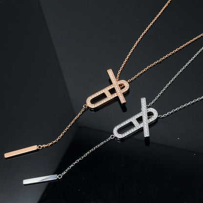 [⭐Lioran]HM NECKLACE PLATINUM ROSE GOLD DIAMOND