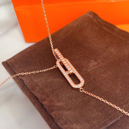 [⭐Lioran]HM NECKLACE PLATINUM ROSE GOLD DIAMOND