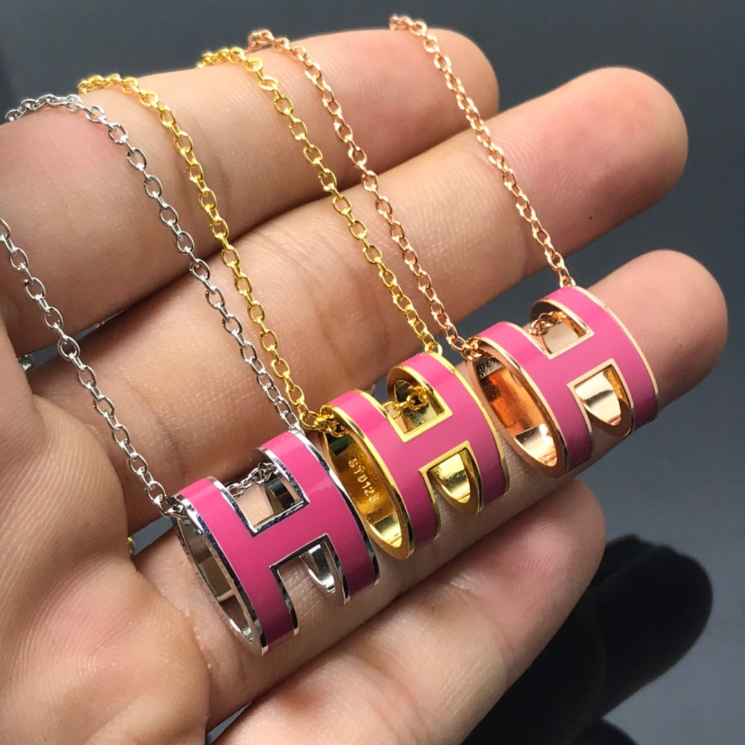[⭐Lioran]H NECKLACE PINK