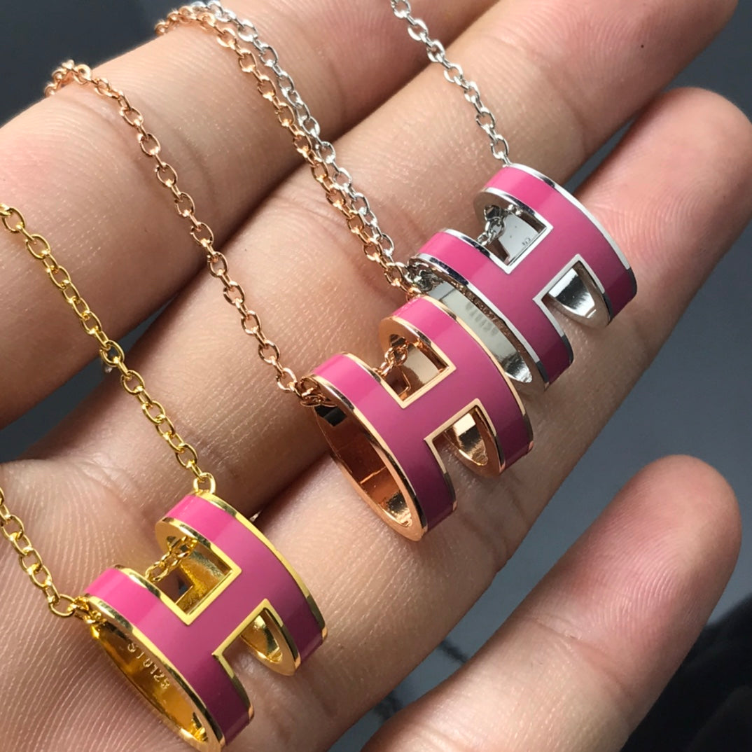 [⭐Lioran]H NECKLACE PINK