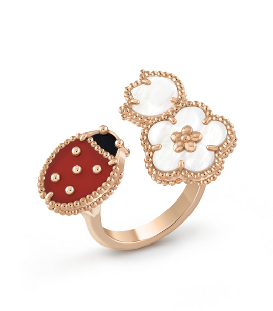 [⭐Lioran]LUCKY 3 MOTIF ROSE GOLD RING