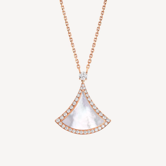 [⭐Lioran]DREAM MOP DIAMOND PAVED PINK GOLD NECKLACE
