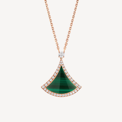 [⭐Lioran]DREAM MALACHITE DIAMOND PAVED PINK GOLD NECKLACE