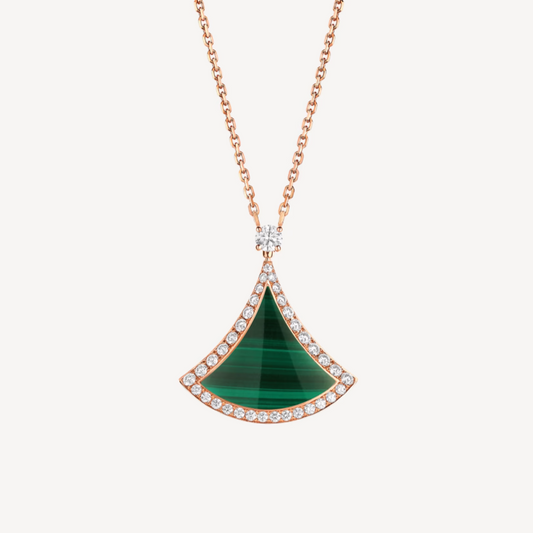 [⭐Lioran]DREAM MALACHITE DIAMOND PAVED PINK GOLD NECKLACE