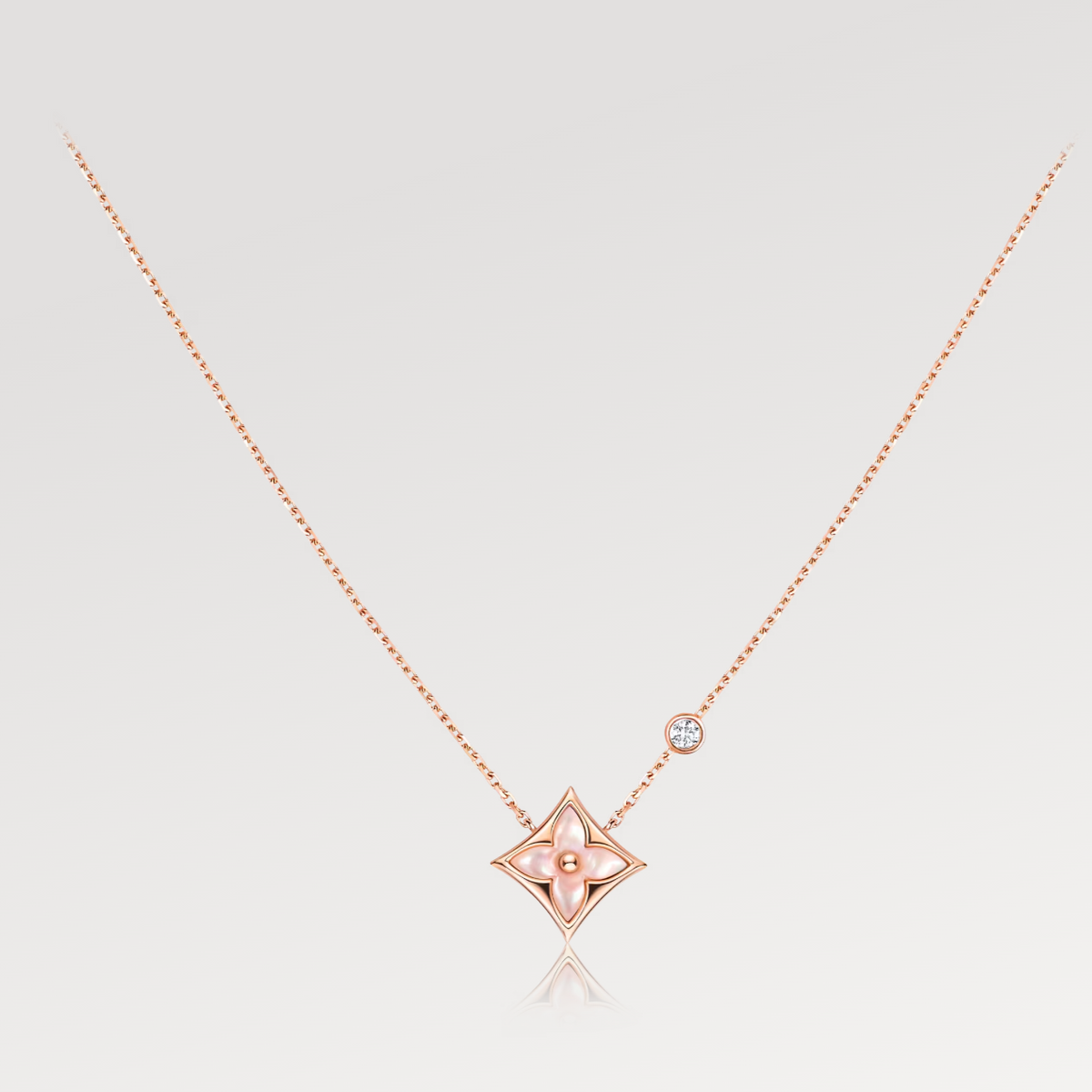[⭐Lioran]STAR PINK MOP 1 DIAMOND PINK GOLD NECKLACE