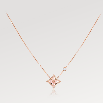 [⭐Lioran]STAR PINK MOP 1 DIAMOND PINK GOLD NECKLACE