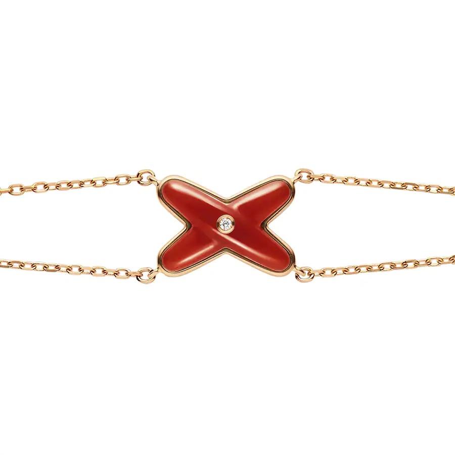 [⭐Lioran]JEUX BRACELET CARNELIAN PINK GOLD 1 DIAMOND