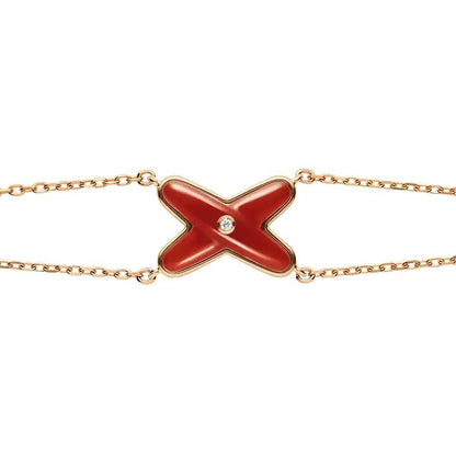 [⭐Lioran]JEUX BRACELET CARNELIAN PINK GOLD 1 DIAMOND
