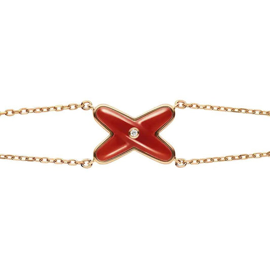 [⭐Lioran]JEUX BRACELET CARNELIAN PINK GOLD 1 DIAMOND