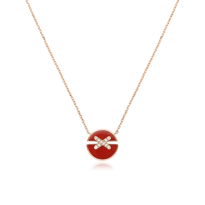 [⭐Lioran]JEUX DE ROSE GOLD DIAMOND NECKLACE