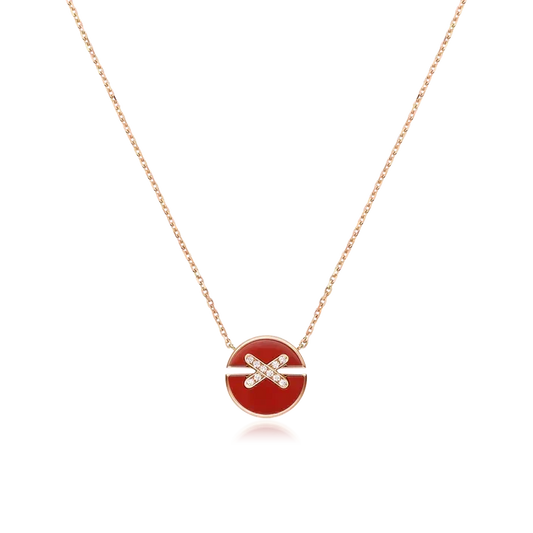 [⭐Lioran]JEUX DE ROSE GOLD DIAMOND NECKLACE