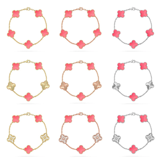[⭐Lioran] CLOVER 5 MOTIFS  PINK MOP BRACELET COLLECTION