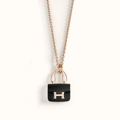[⭐Lioran]CONSTANCE BLACK PEDANT PINK GOLD NECKLACE