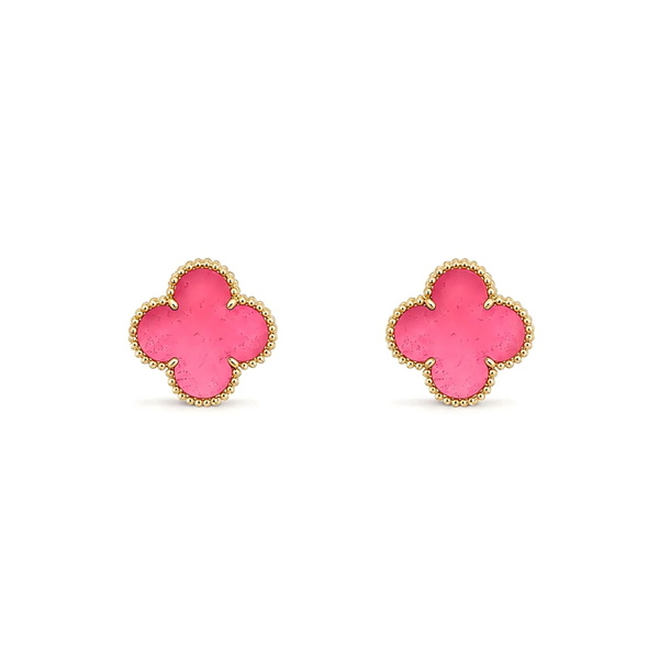 [⭐Lioran]NEW CLOVER 15MM PINK ENAMEL STUD EARRINGS
