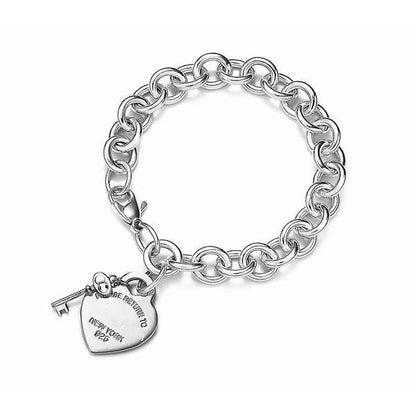 [Lioran]KEY HEART CARD CHUNKY INTERLOCKING BRACELET LENGTH