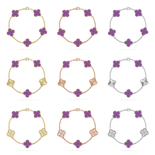 [⭐Lioran] CLOVER 5 MOTIF VIOLET BRACELET COLLECTION