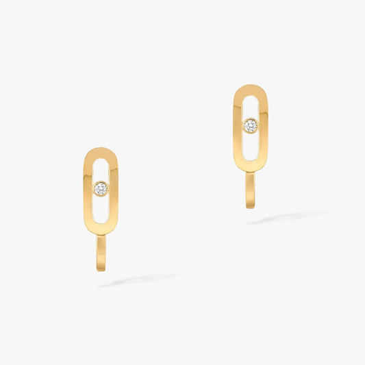[⭐Lioran]CREOLES MOVE UNO MINI 1 DIAMOND EARRINGS